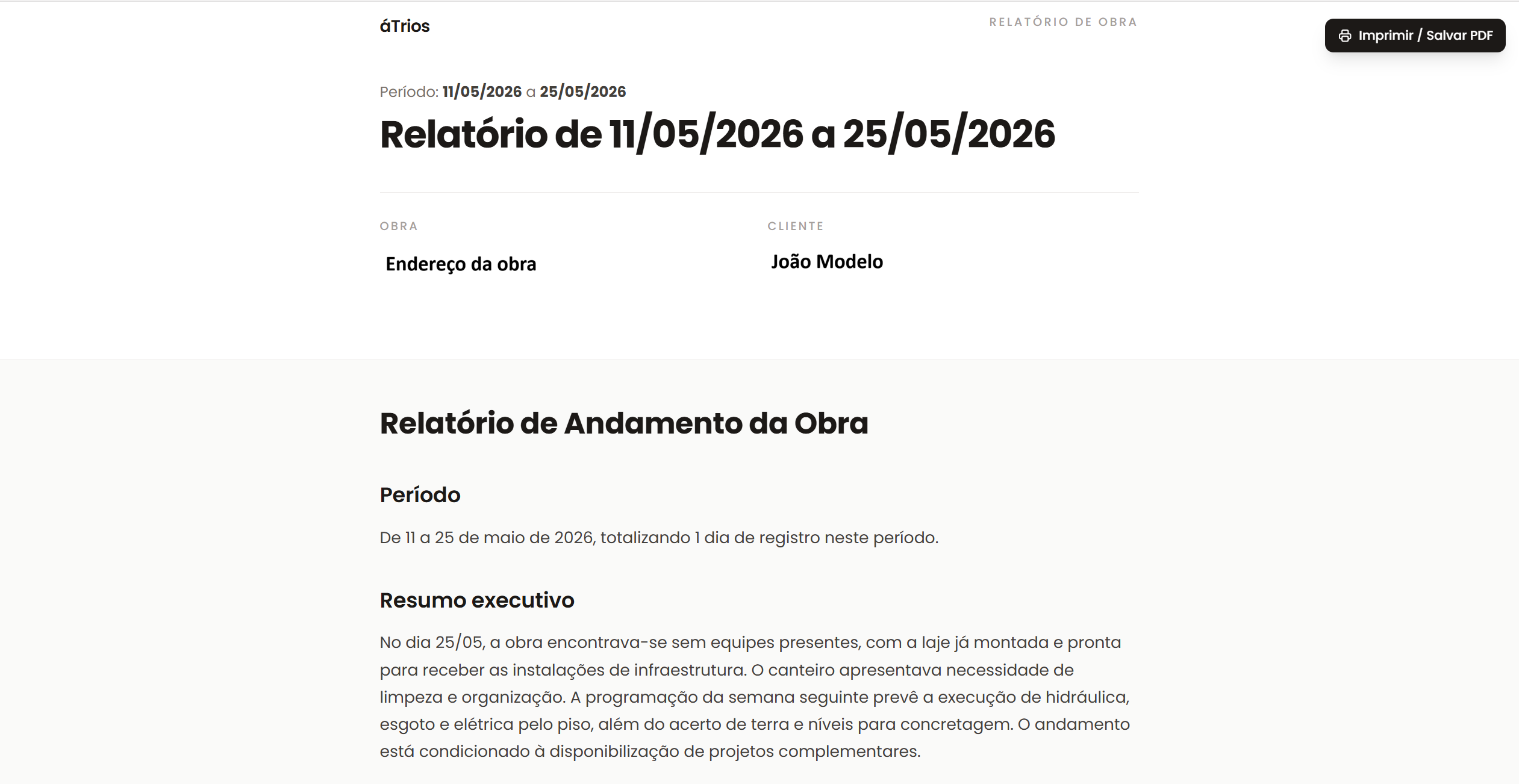 Relatório consolidado por IA